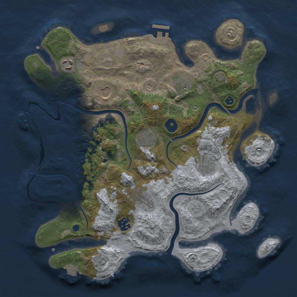 Rust Map: Procedural Map, Size: 3500, Seed: 849063825, 14 Monuments
