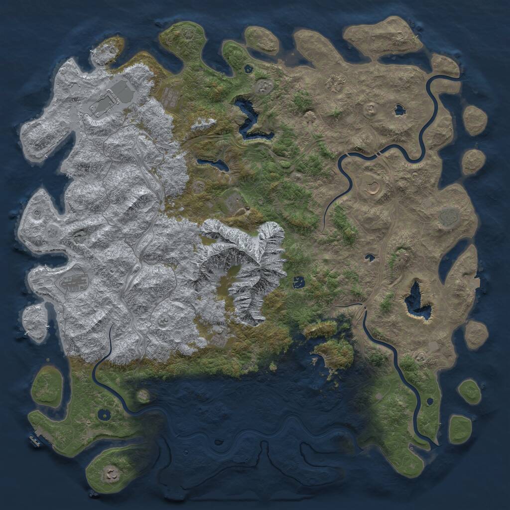 Rust Map: Procedural Map, Size: 6000, Seed: 85491, 17 Monuments