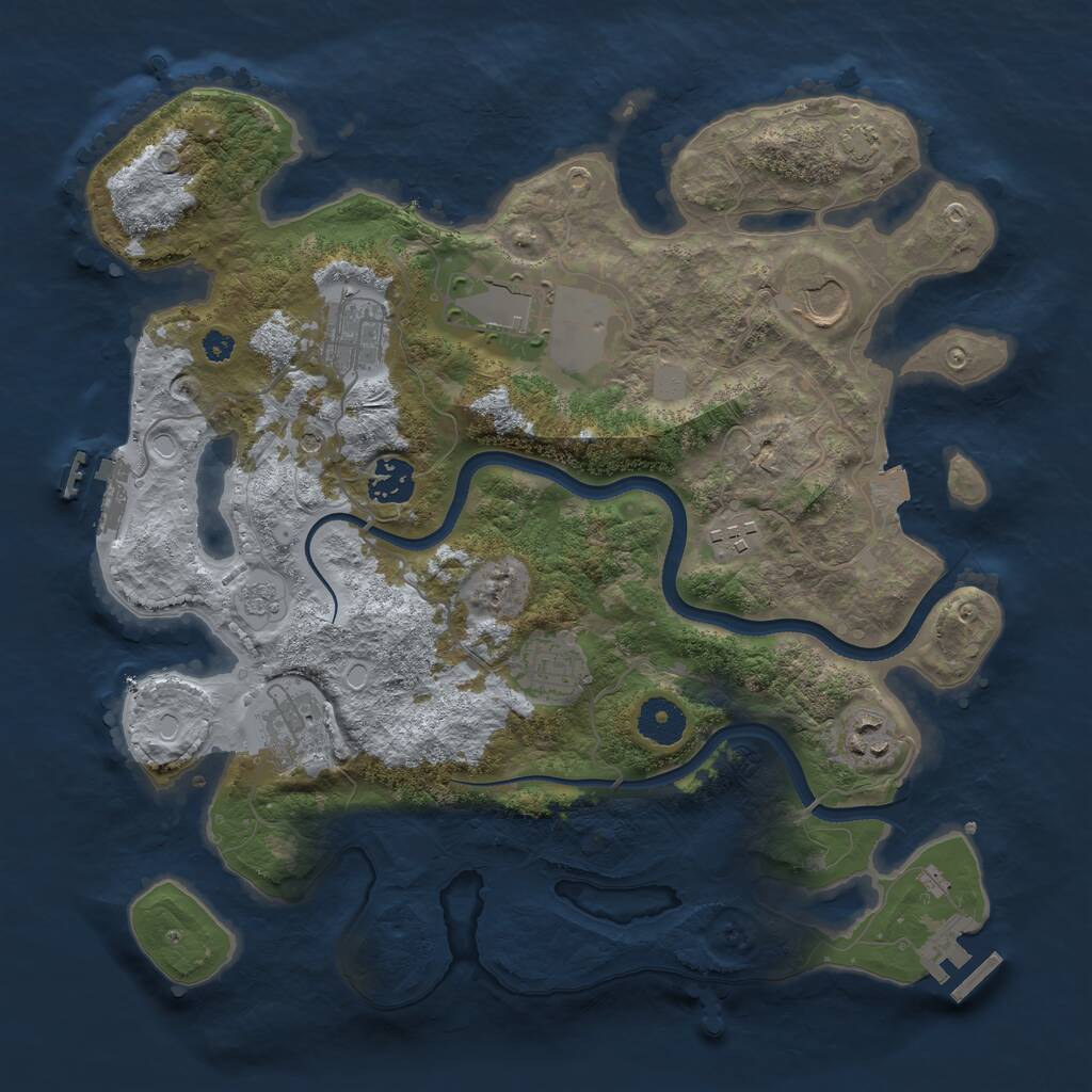 Rust Map: Procedural Map, Size: 3500, Seed: 327216234, 14 Monuments