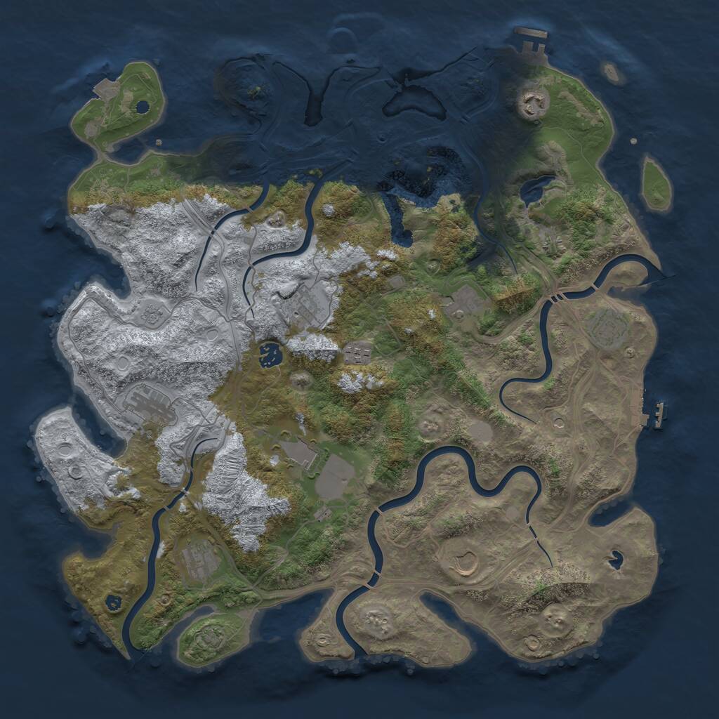 Rust Map: Procedural Map, Size: 4400, Seed: 56281867, 16 Monuments