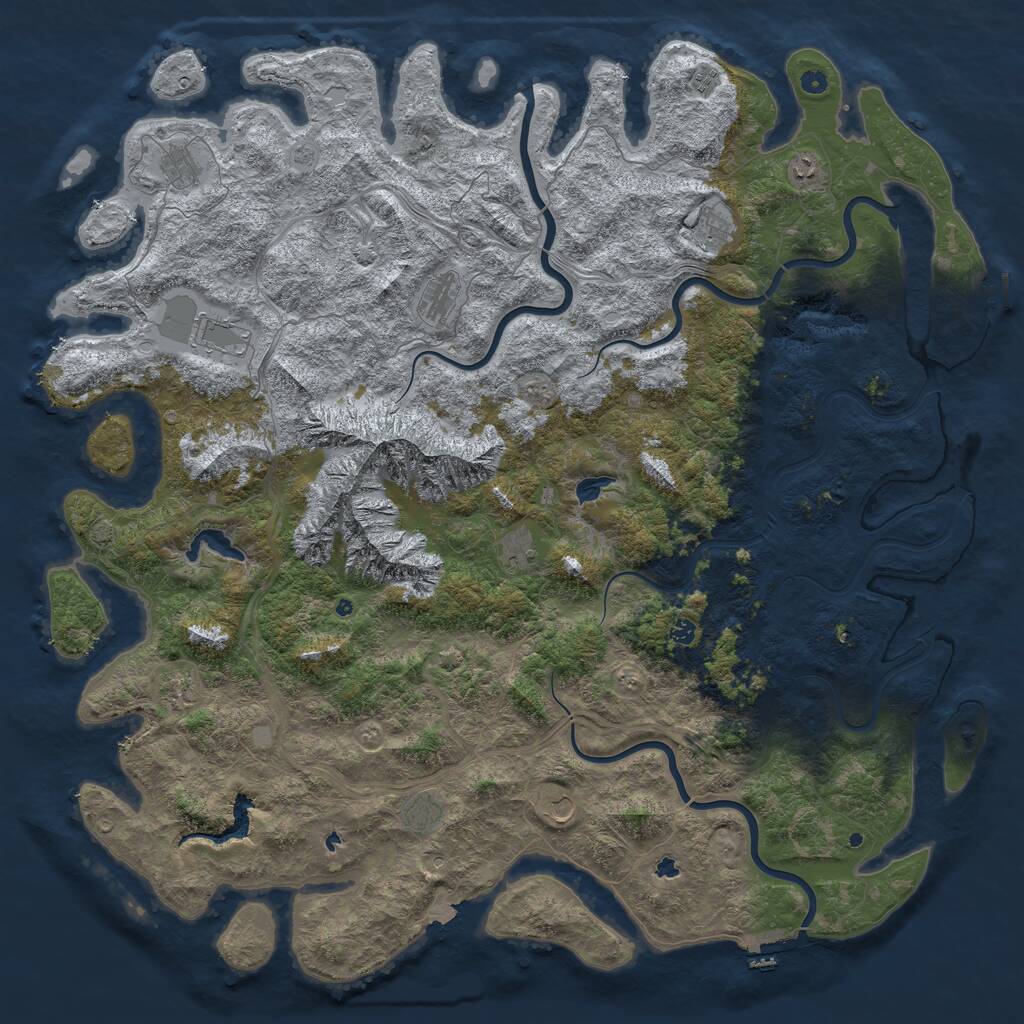 Rust Map: Procedural Map, Size: 6000, Seed: 1055211593, 17 Monuments