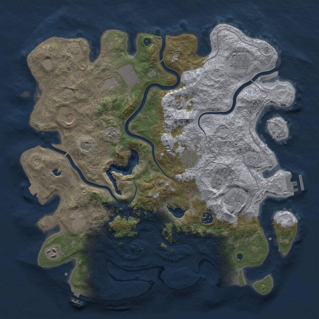 Rust Map: Procedural Map, Size: 4096, Seed: 1965486693, 15 Monuments