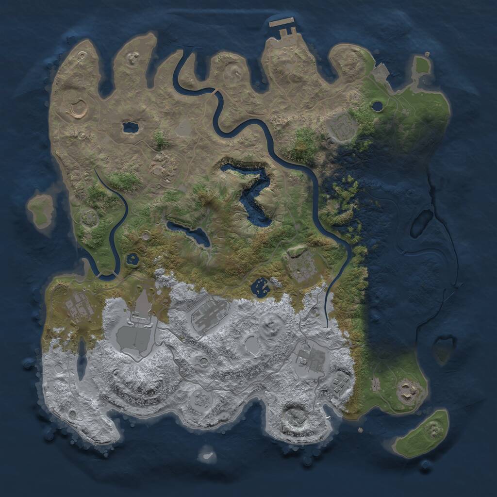 Rust Map: Procedural Map, Size: 4000, Seed: 23932, 16 Monuments