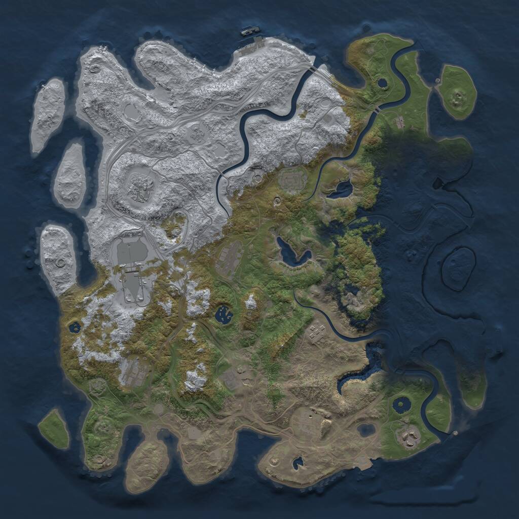 Rust Map: Procedural Map, Size: 4500, Seed: 771347689, 16 Monuments