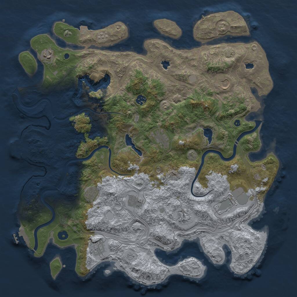 Rust Map: Procedural Map, Size: 4500, Seed: 999492714, 16 Monuments