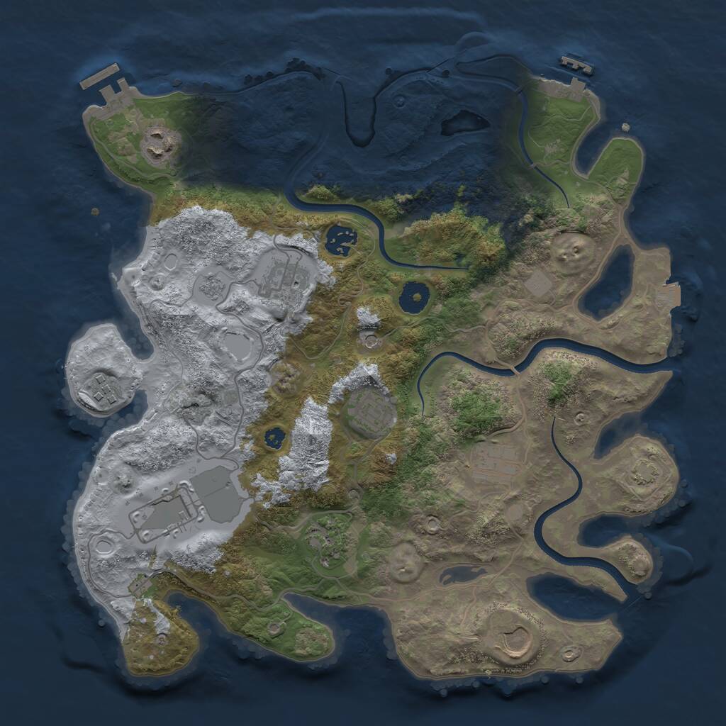 Rust Map: Procedural Map, Size: 3500, Seed: 1029789663, 15 Monuments
