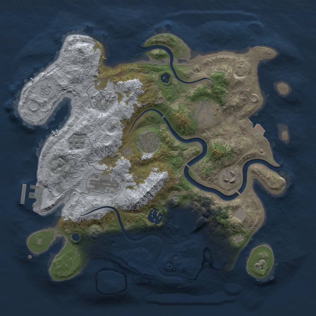 Rust Map: Procedural Map, Size: 3200, Seed: 215529203, 13 Monuments