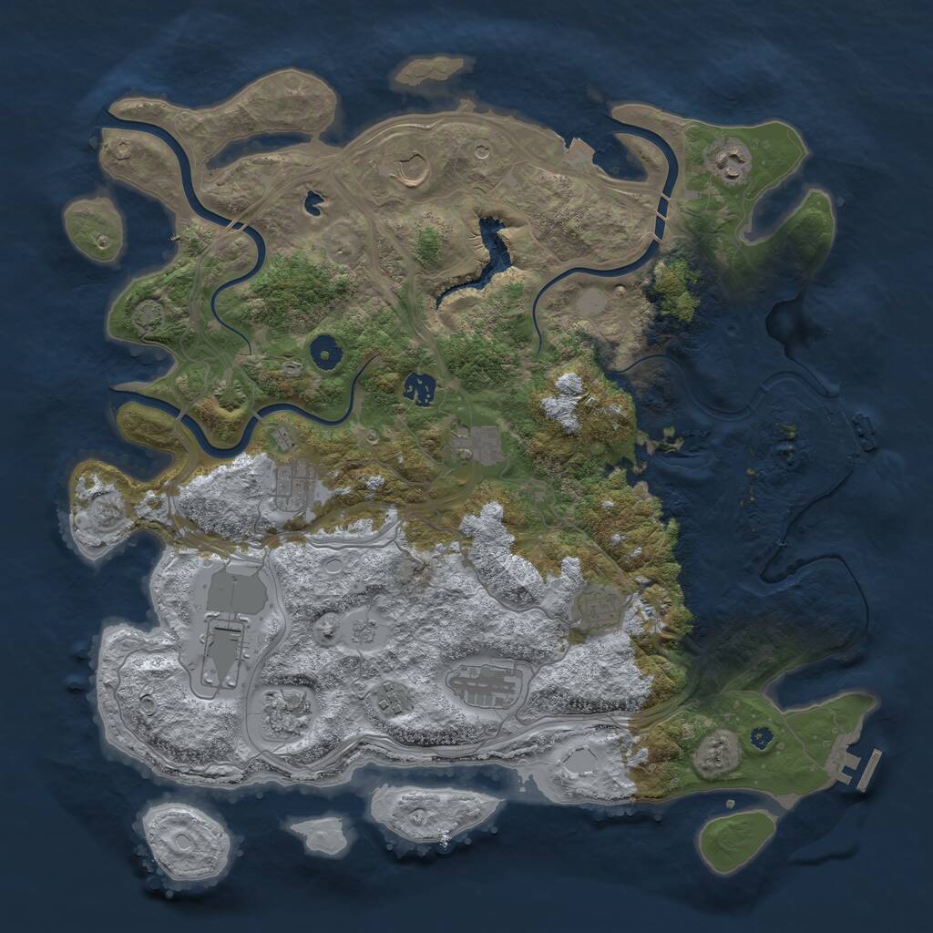 Rust Map: Procedural Map, Size: 4250, Seed: 960124938, 16 Monuments