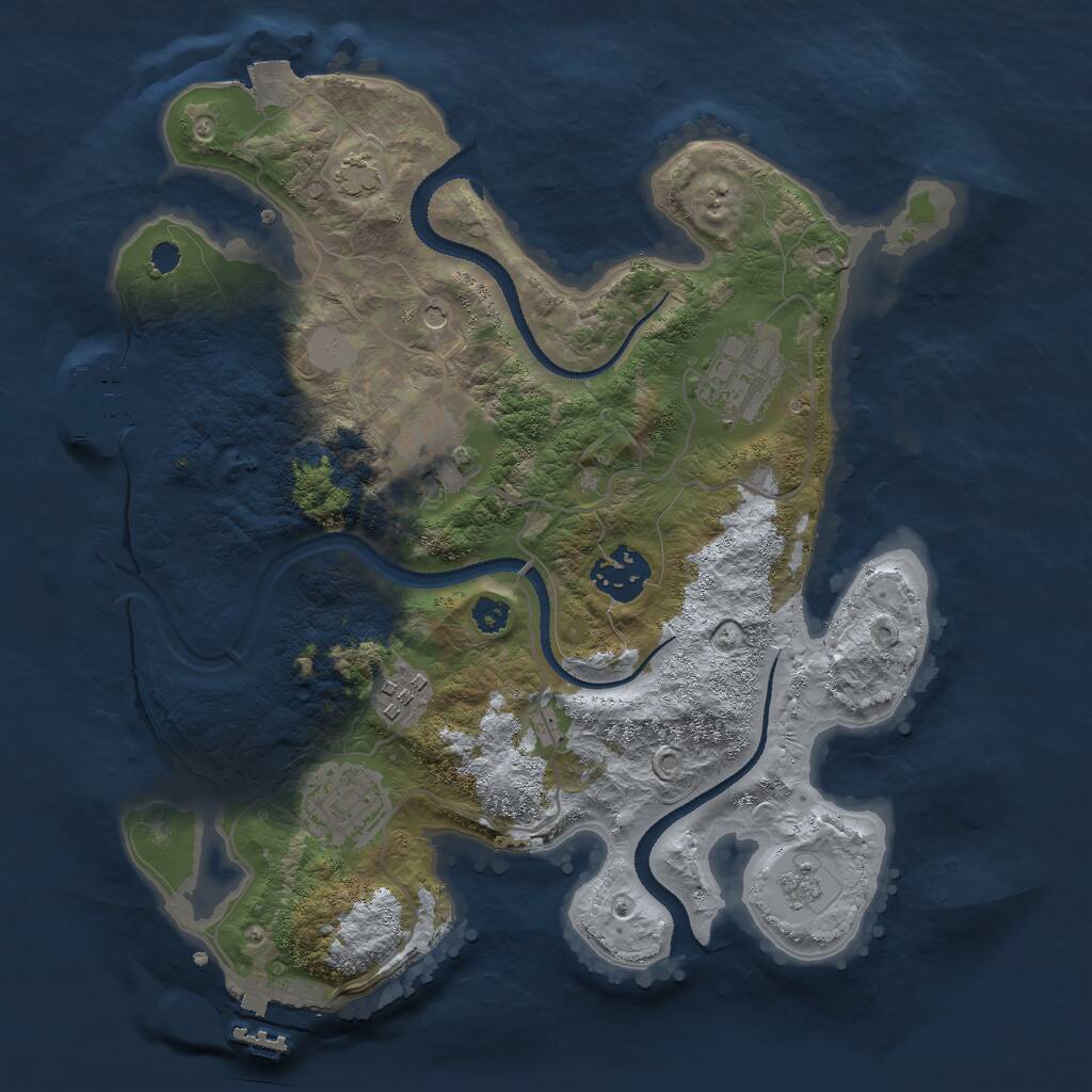 Rust Map: Procedural Map, Size: 3000, Seed: 1031965960, 11 Monuments
