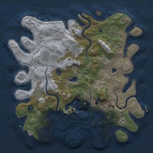 Thumbnail Rust Map: Procedural Map, Size: 4000, Seed: 1369319228, 13 Monuments