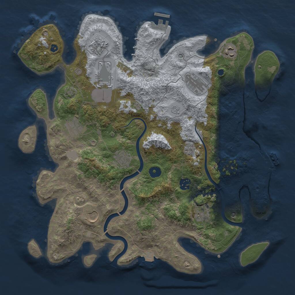 Rust Map: Procedural Map, Size: 3800, Seed: 1670178072, 16 Monuments