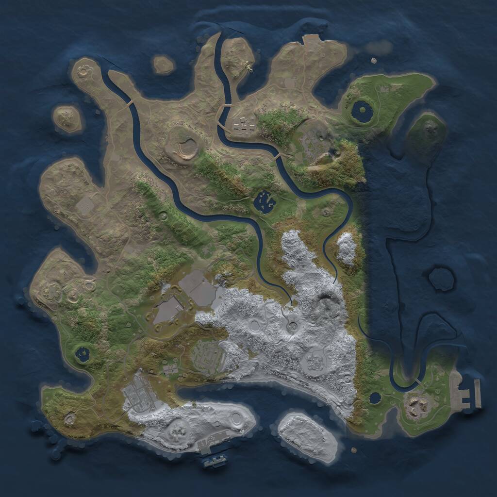 Rust Map: Procedural Map, Size: 3500, Seed: 669018364, 14 Monuments
