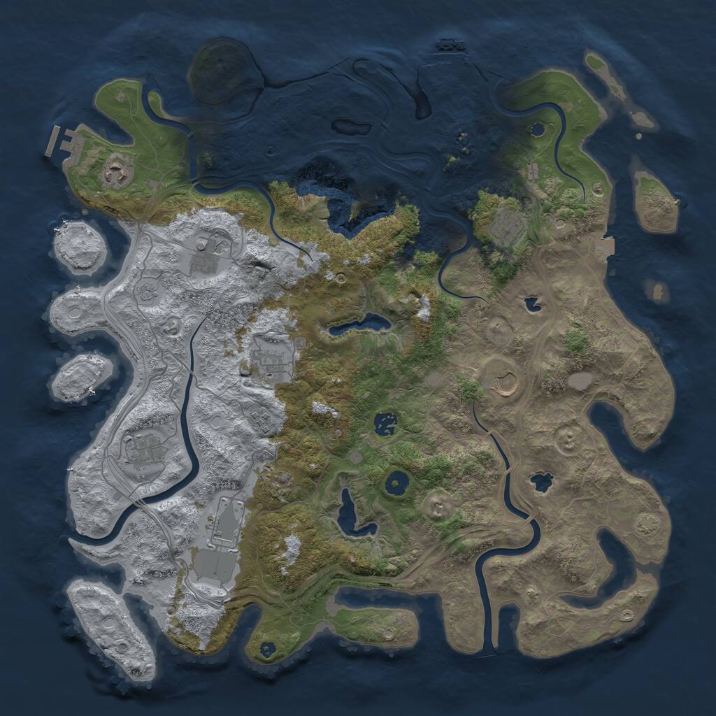 Rust Map: Procedural Map, Size: 4500, Seed: 1999682289, 16 Monuments
