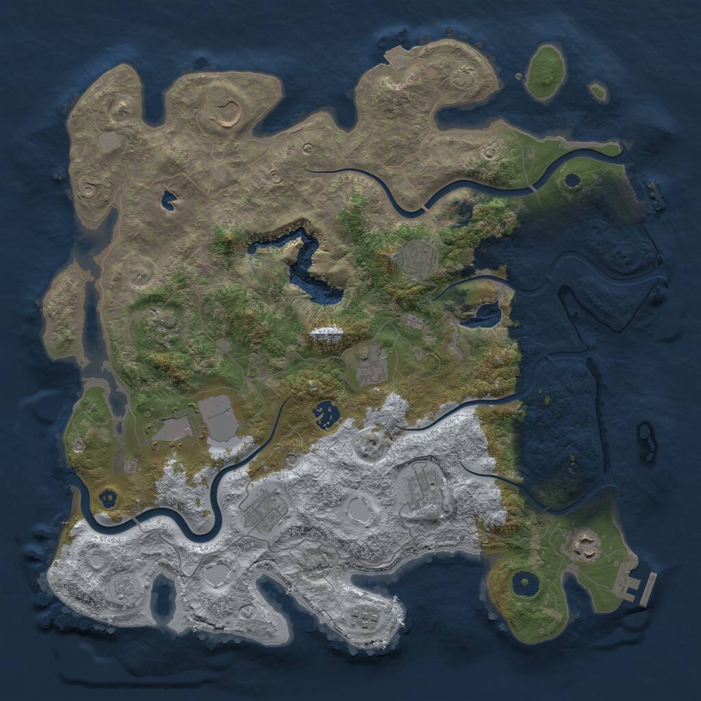 Rust Map: Procedural Map, Size: 4000, Seed: 693308575, 16 Monuments