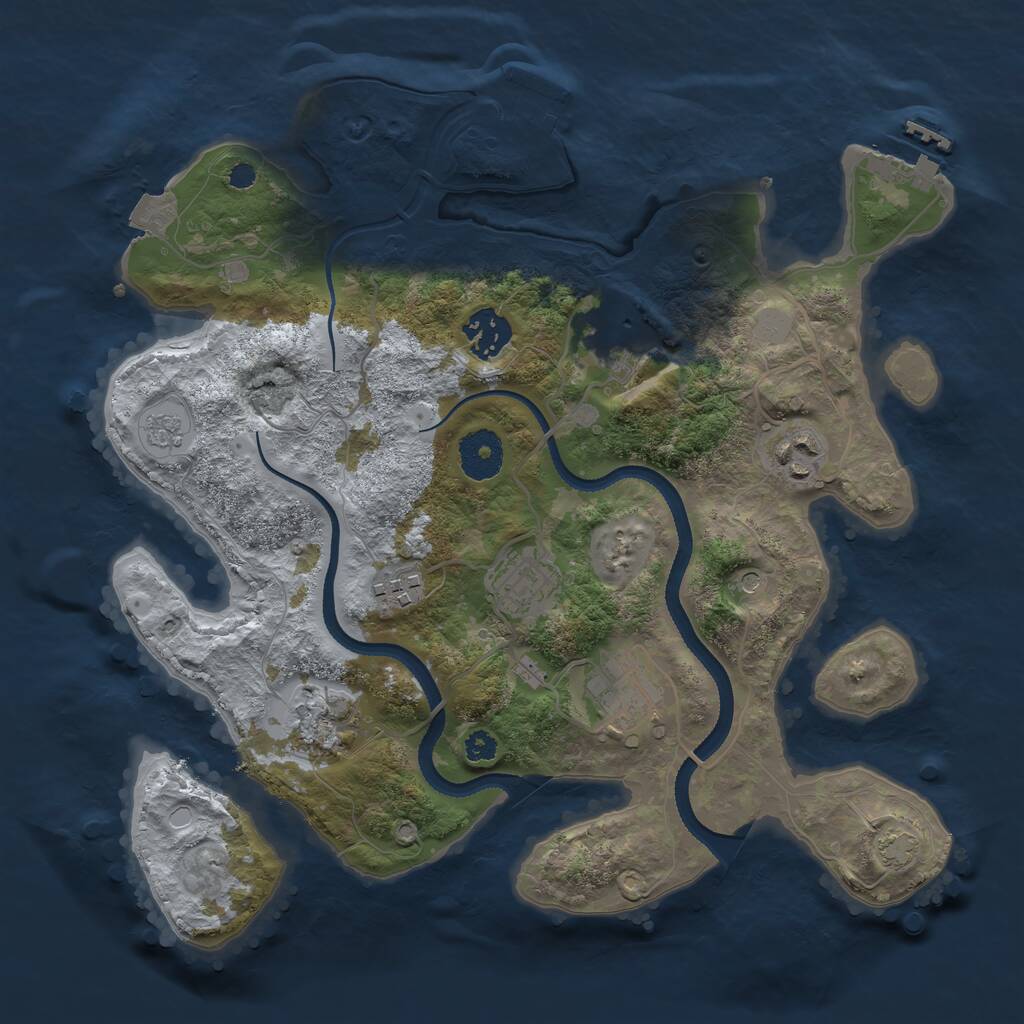 Rust Map: Procedural Map, Size: 3250, Seed: 1155822024, 13 Monuments