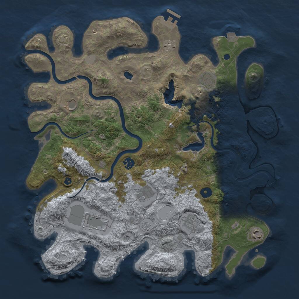 Rust Map: Procedural Map, Size: 4000, Seed: 1904397796, 13 Monuments