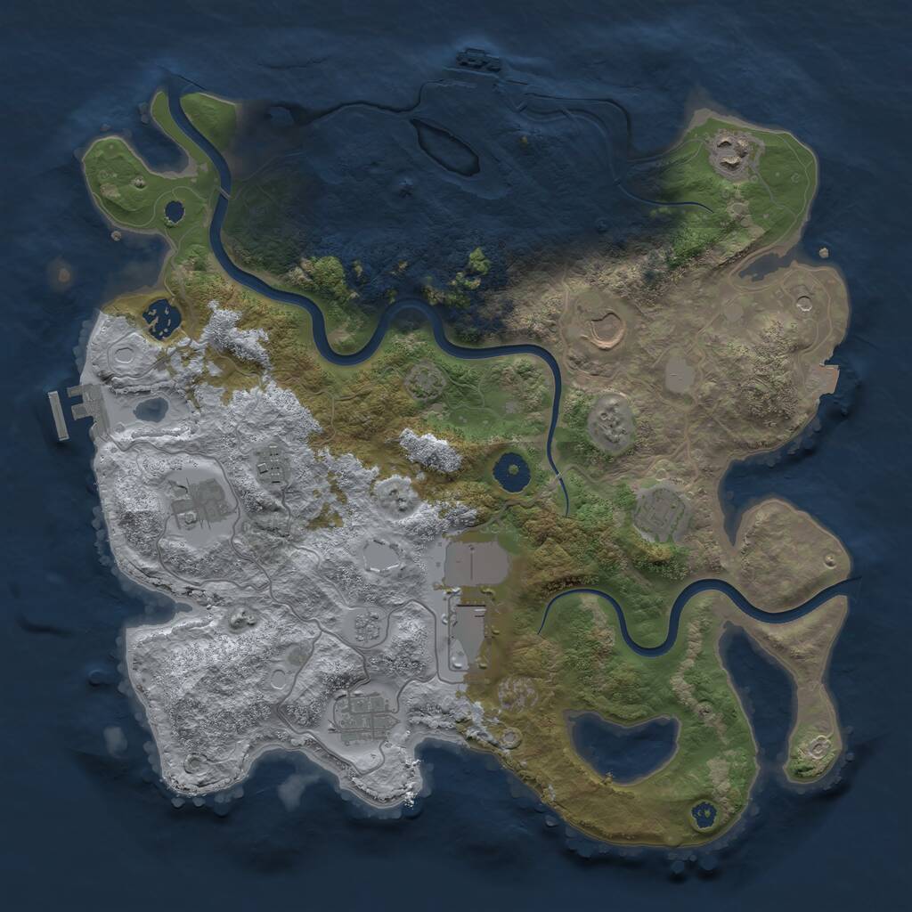 Rust Map: Procedural Map, Size: 3700, Seed: 54321, 14 Monuments