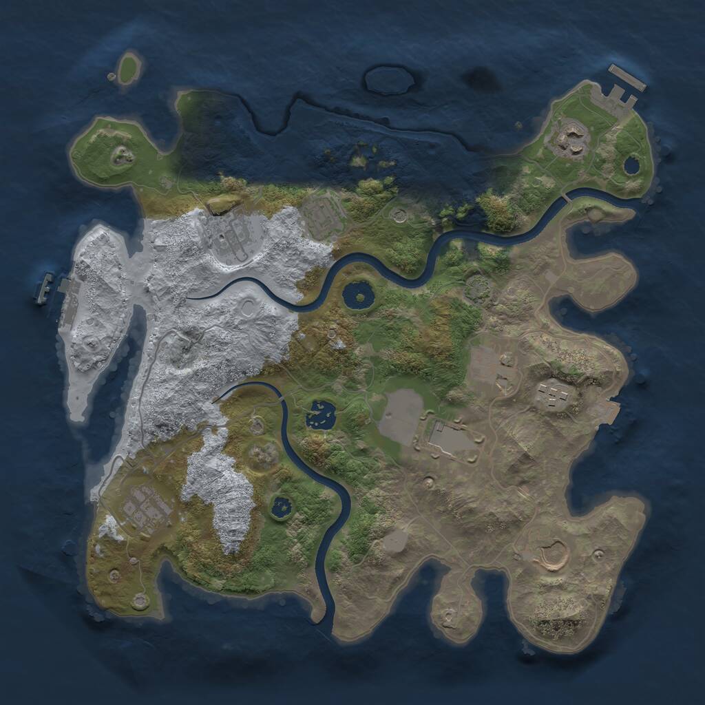 Rust Map: Procedural Map, Size: 3500, Seed: 256843, 14 Monuments