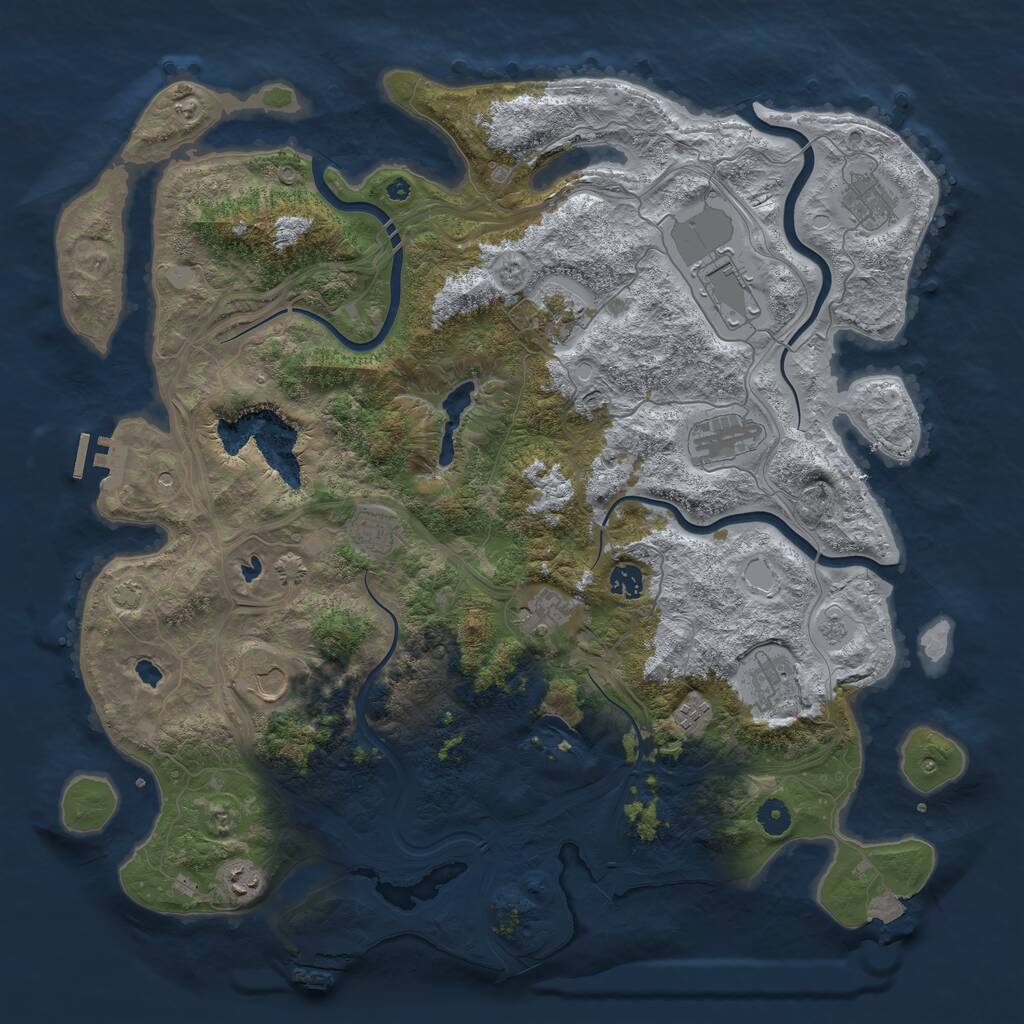 Rust Map: Procedural Map, Size: 4500, Seed: 742000363, 17 Monuments