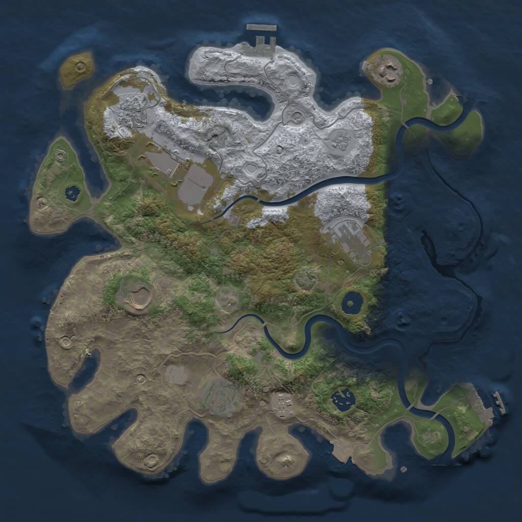 Rust Map: Procedural Map, Size: 3500, Seed: 1960070127, 14 Monuments