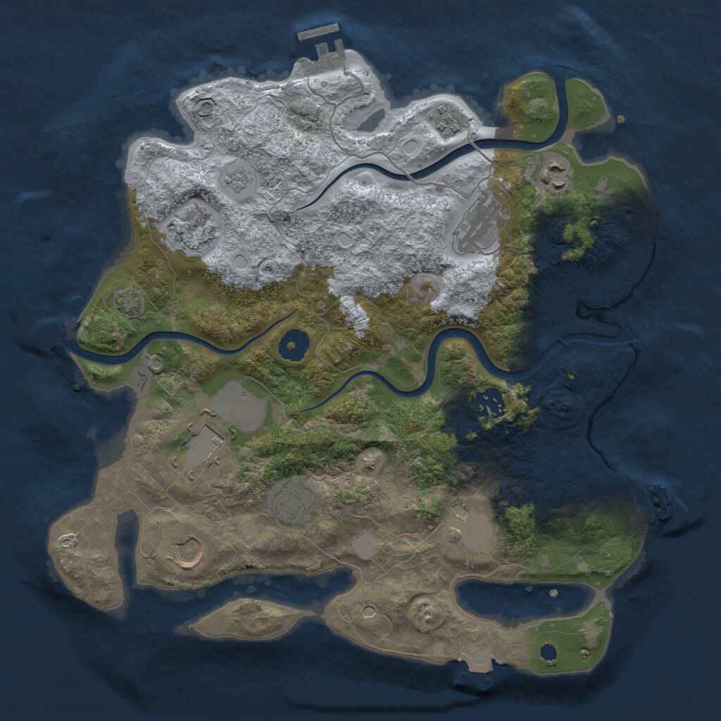 Rust Map: Procedural Map, Size: 3500, Seed: 3369, 15 Monuments