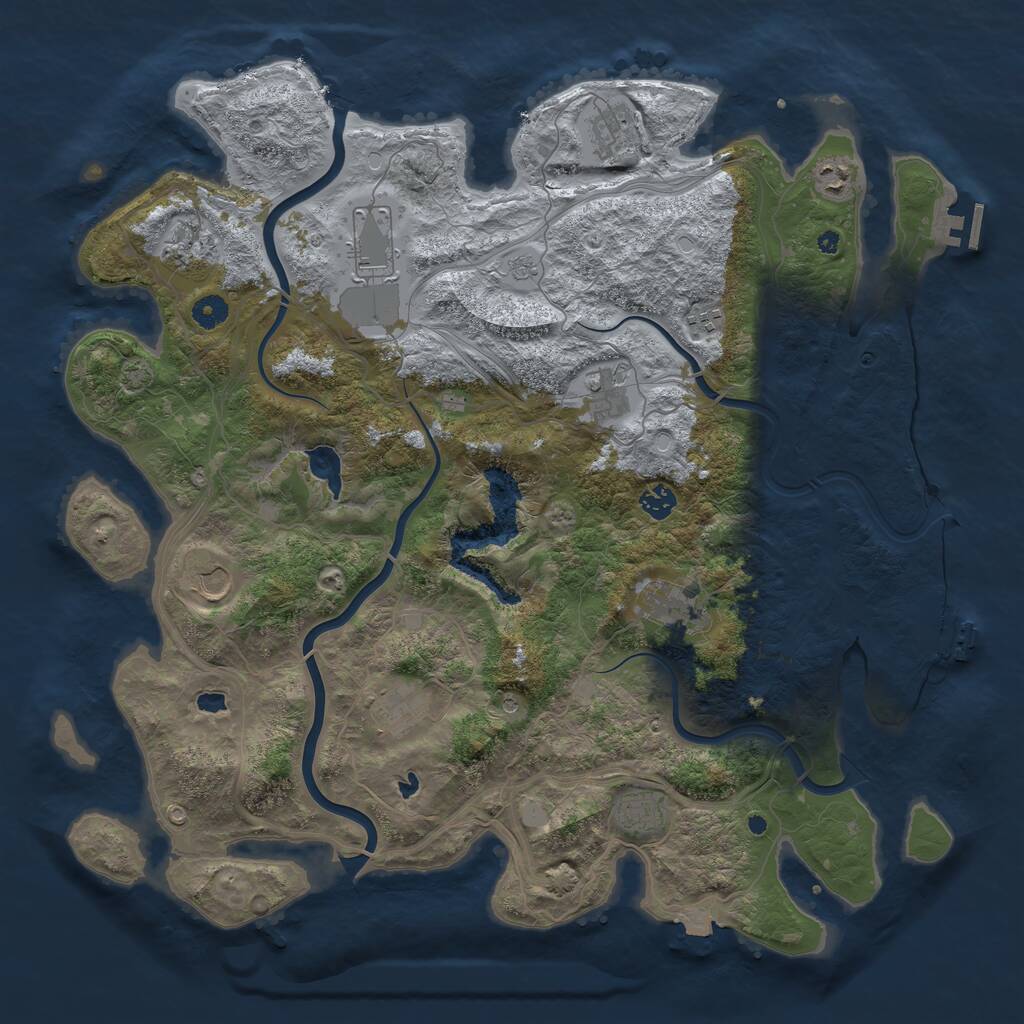 Rust Map: Procedural Map, Size: 4500, Seed: 385478825, 17 Monuments