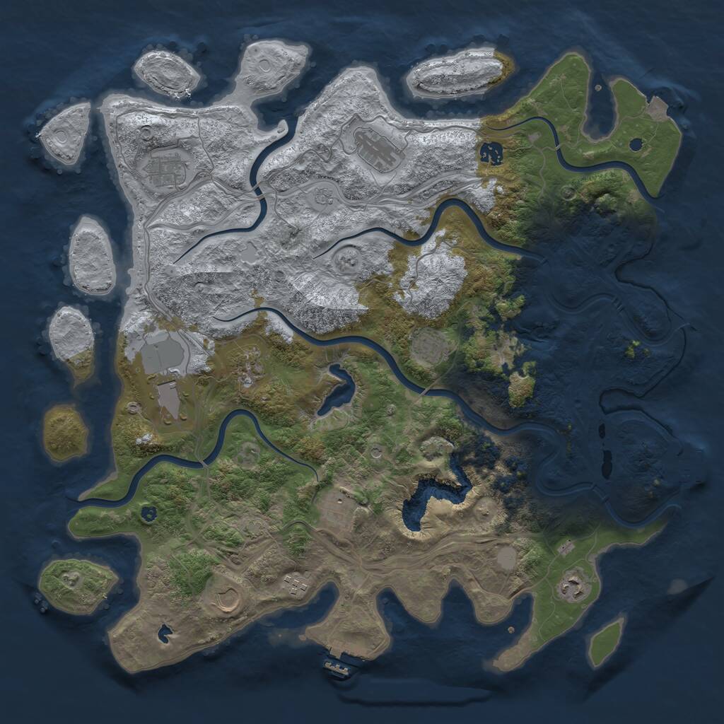 Rust Map: Procedural Map, Size: 4500, Seed: 45609087, 16 Monuments
