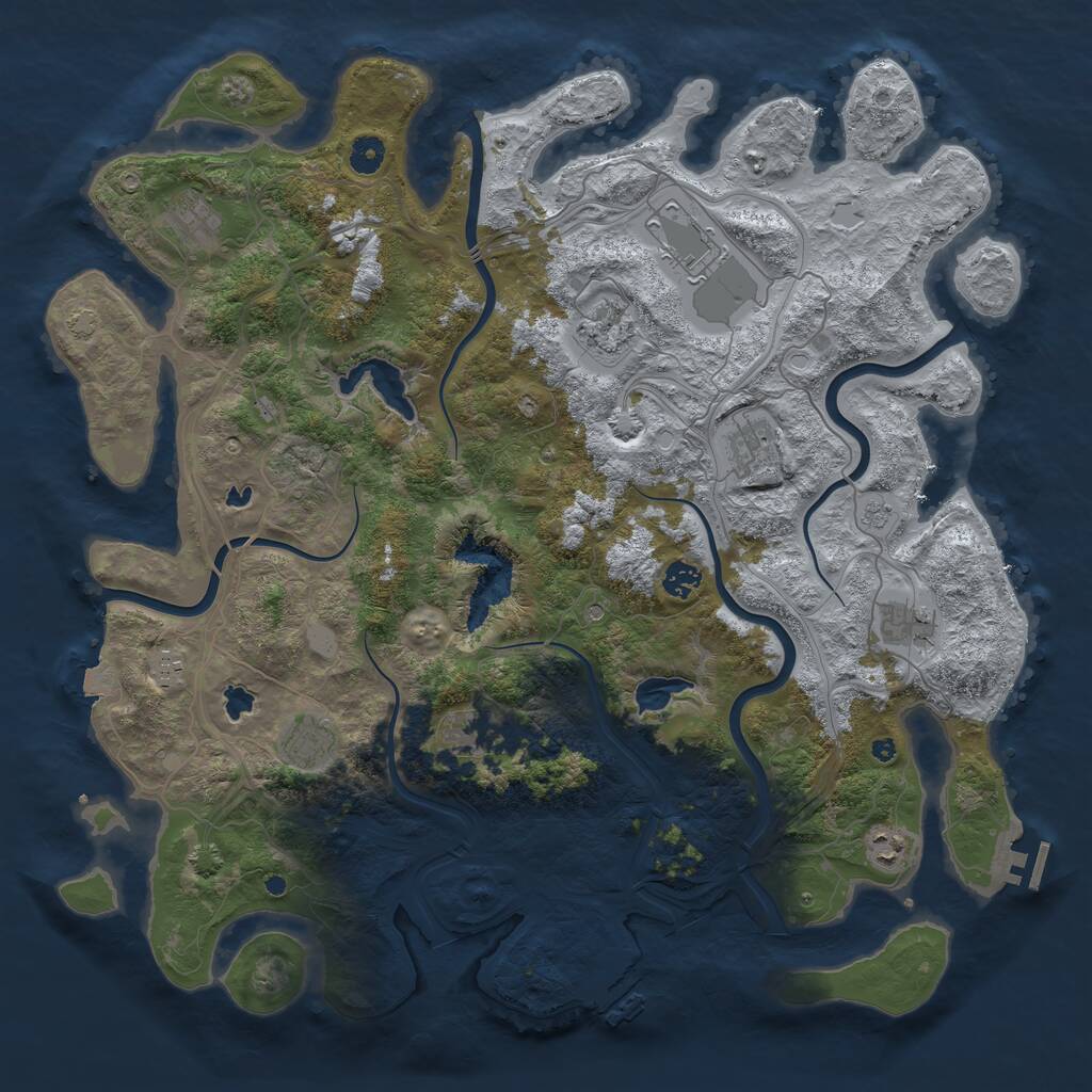 Rust Map: Procedural Map, Size: 4500, Seed: 1200318857, 16 Monuments