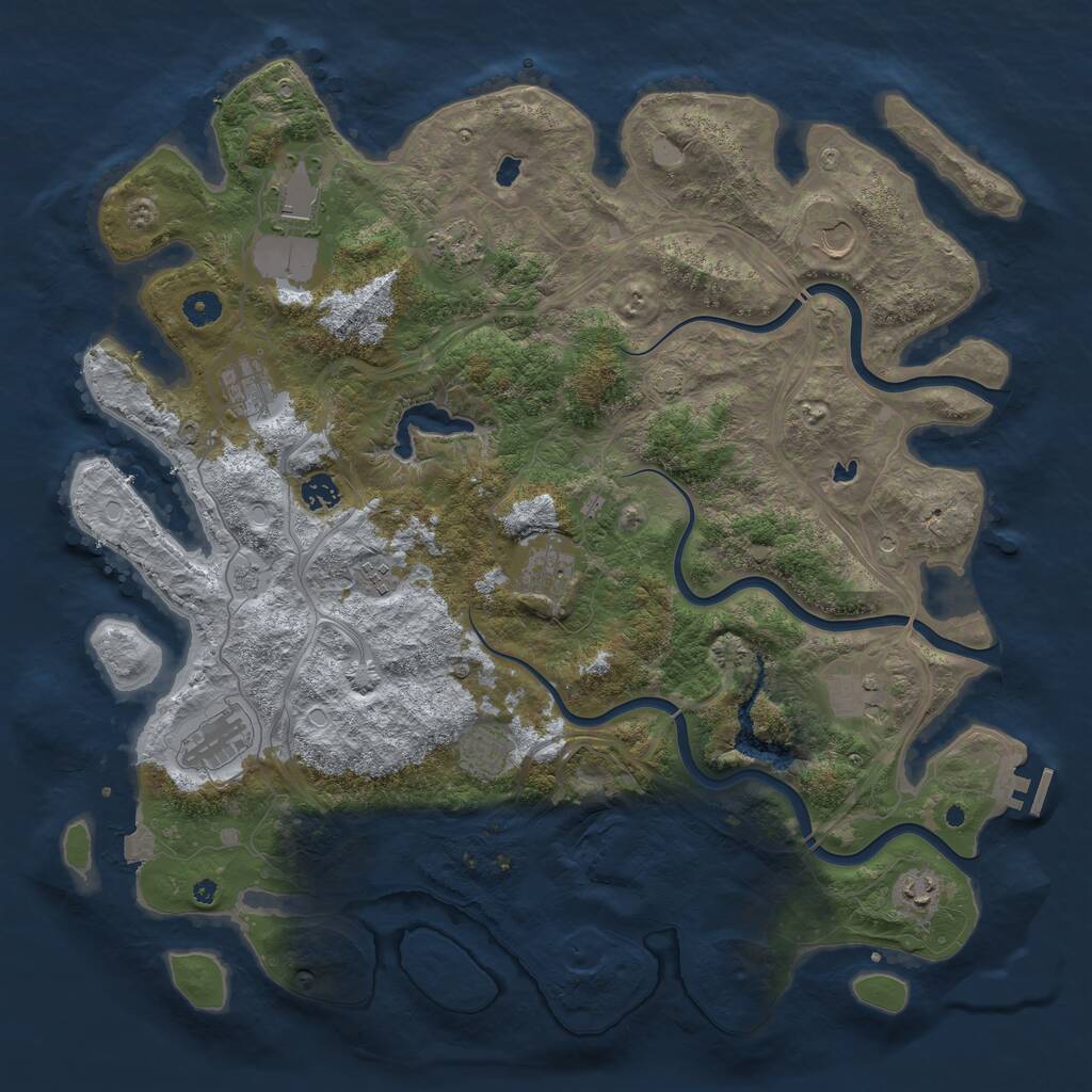 Rust Map: Procedural Map, Size: 4500, Seed: 199921613, 16 Monuments