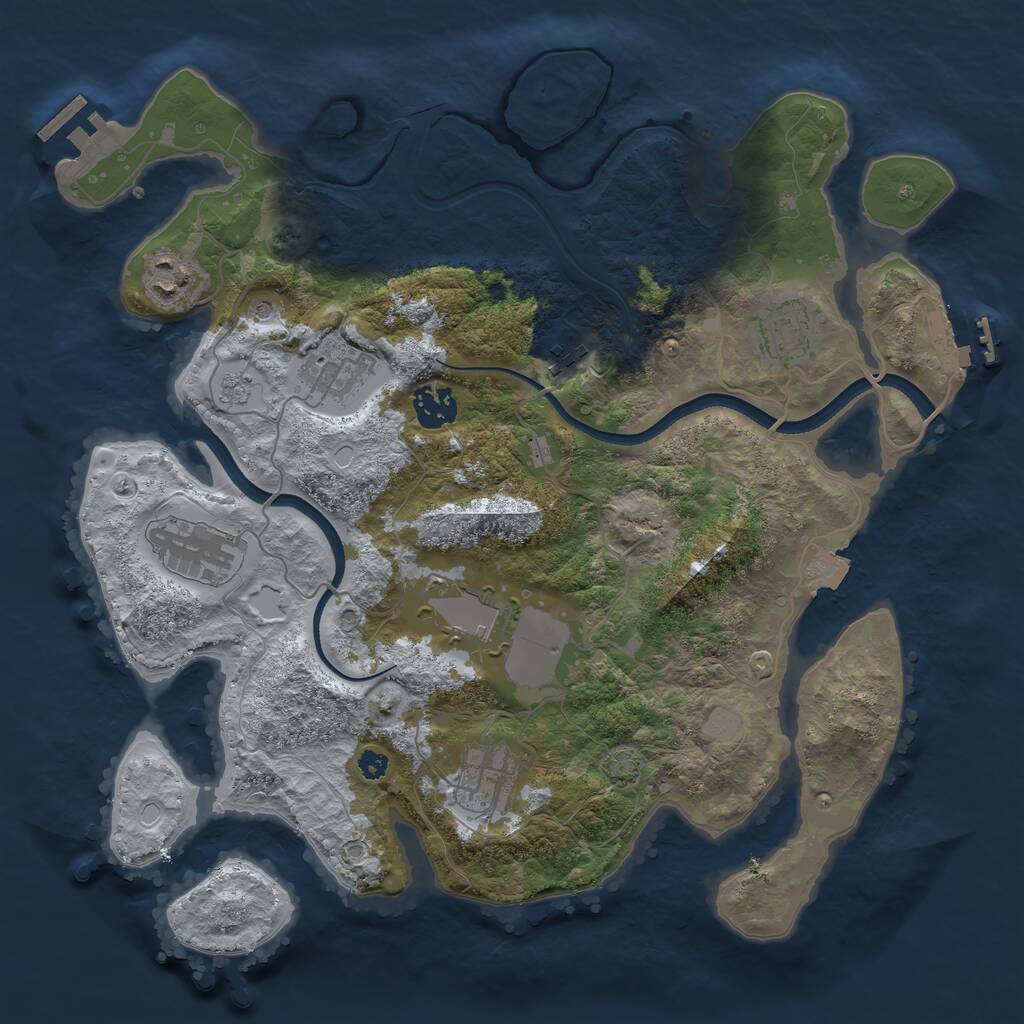 Rust Map: Procedural Map, Size: 3500, Seed: 912551543, 14 Monuments