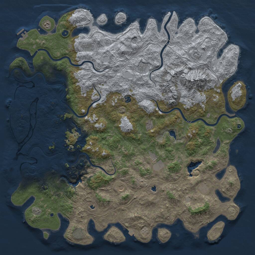 Rust Map: Procedural Map, Size: 6000, Seed: 71320464, 17 Monuments