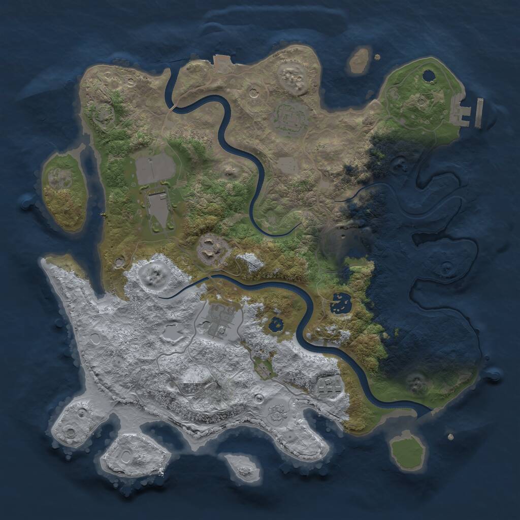 Rust Map: Procedural Map, Size: 3500, Seed: 76140152, 12 Monuments