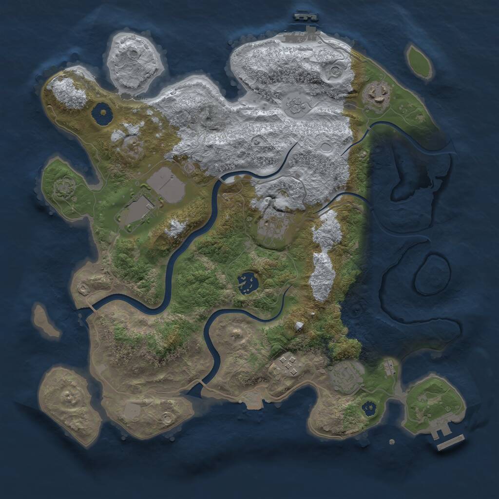 Rust Map: Procedural Map, Size: 3500, Seed: 385478825, 12 Monuments