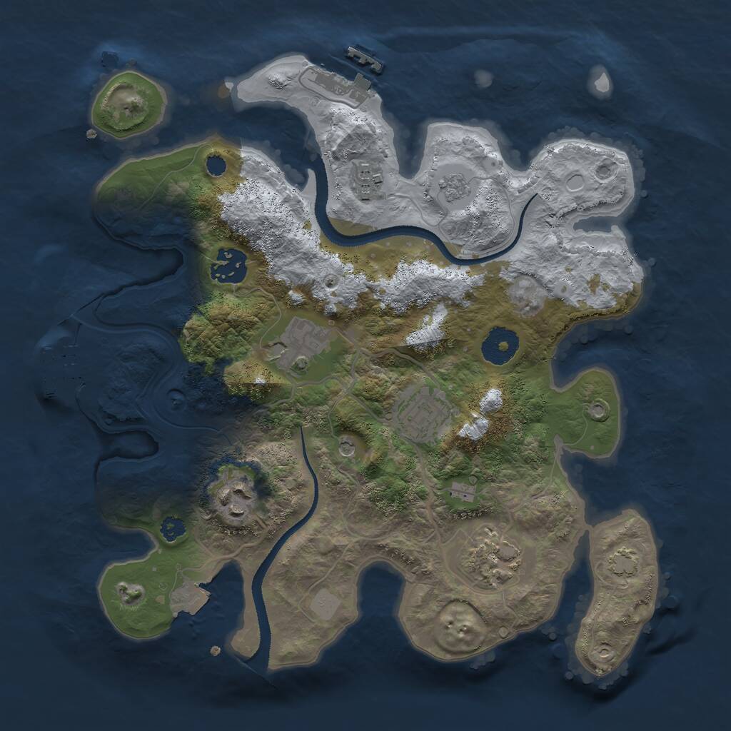 Rust Map: Procedural Map, Size: 3000, Seed: 1534430219, 12 Monuments