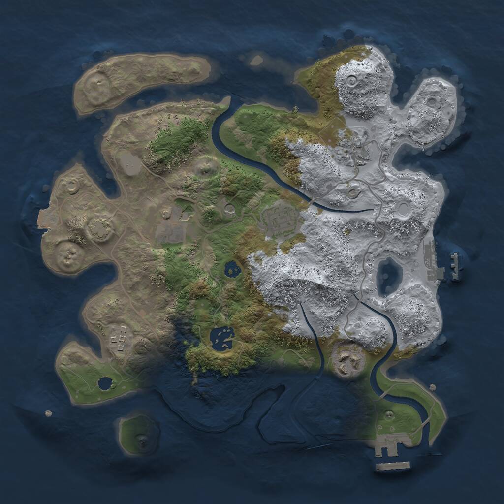 Rust Map: Procedural Map, Size: 3000, Seed: 457912, 11 Monuments