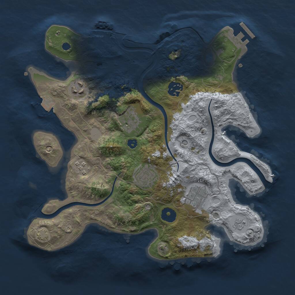 Rust Map: Procedural Map, Size: 3000, Seed: 61343, 12 Monuments