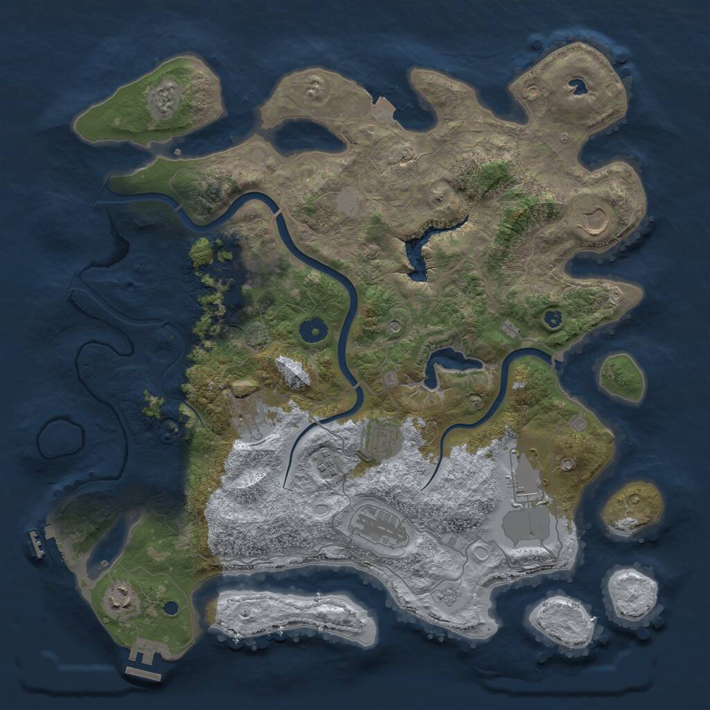 Rust Map: Procedural Map, Size: 4000, Seed: 458408733, 14 Monuments
