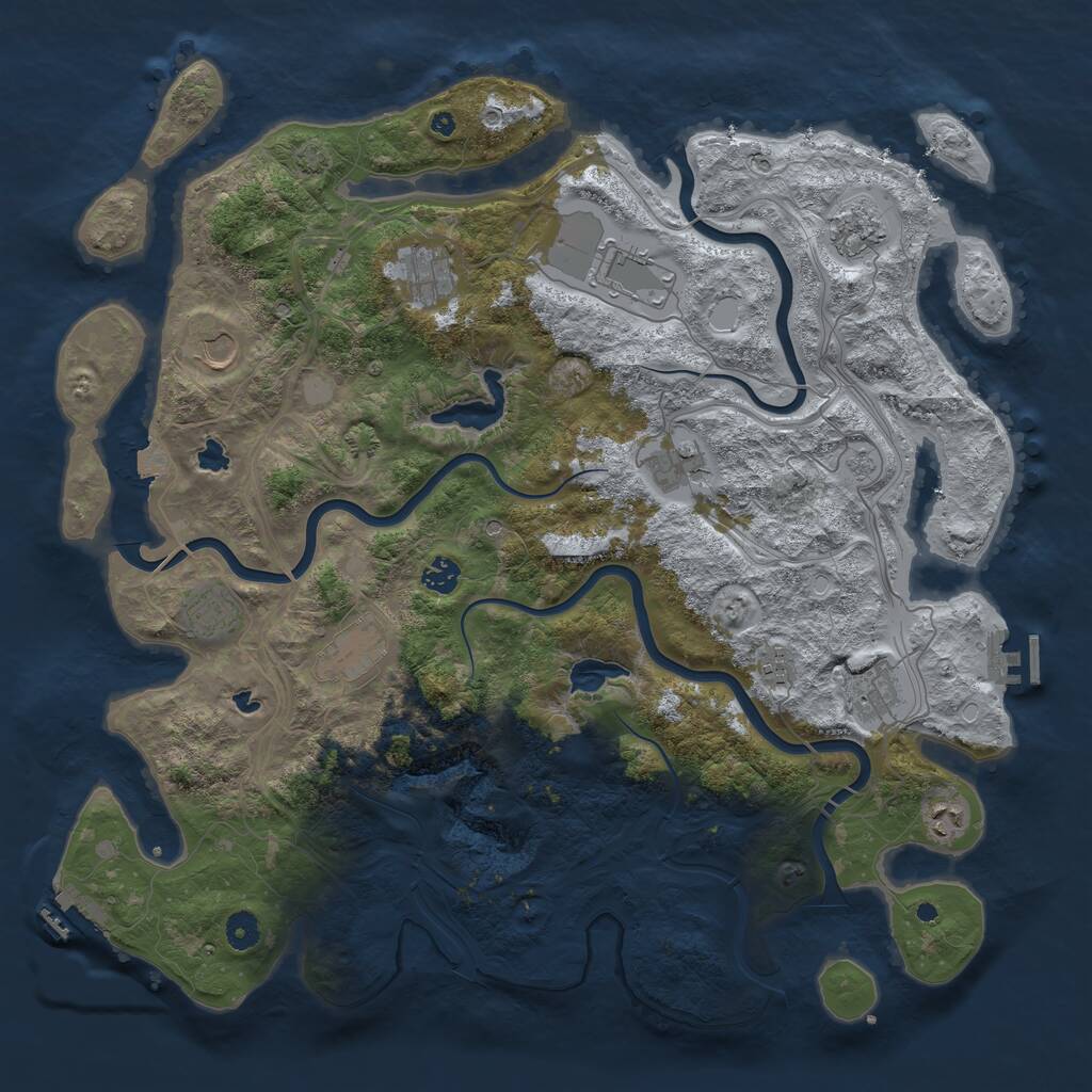 Rust Map: Procedural Map, Size: 4500, Seed: 2128320630, 17 Monuments