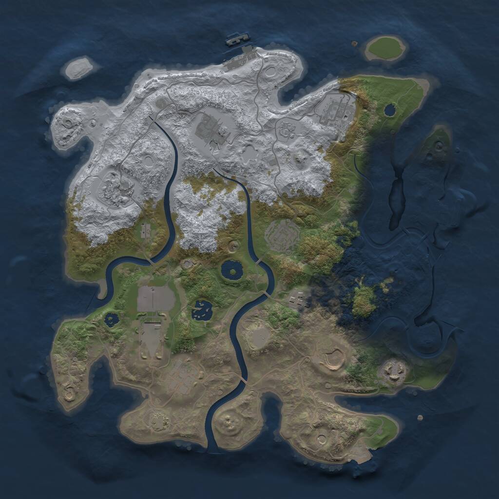 Rust Map: Procedural Map, Size: 3500, Seed: 1687837151, 16 Monuments