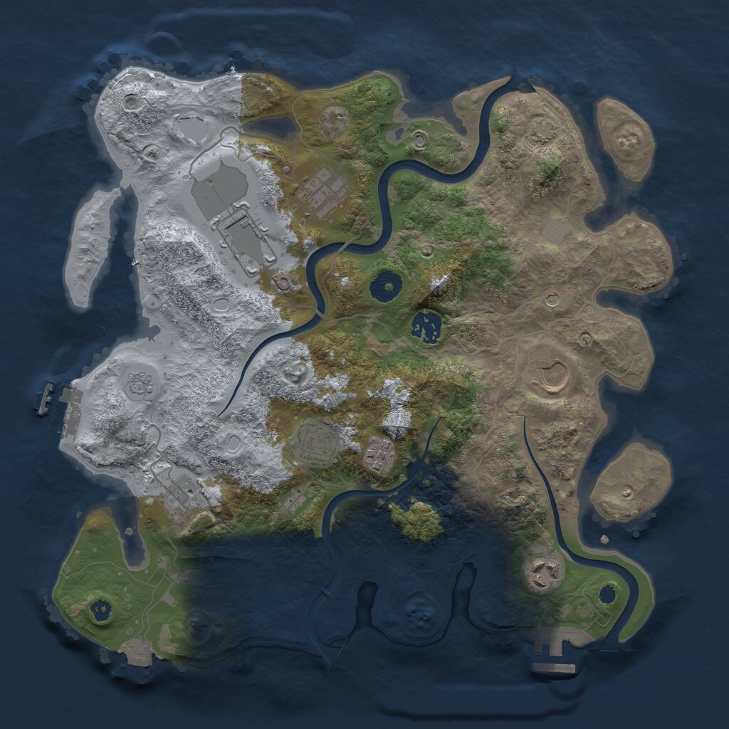 Rust Map: Procedural Map, Size: 3500, Seed: 202603420, 14 Monuments