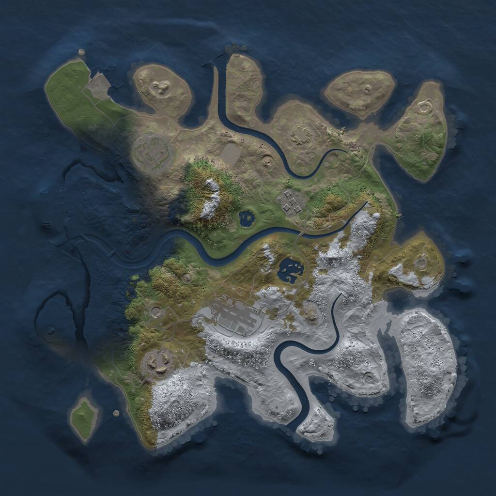 Rust Map: Procedural Map, Size: 3000, Seed: 71952, 9 Monuments