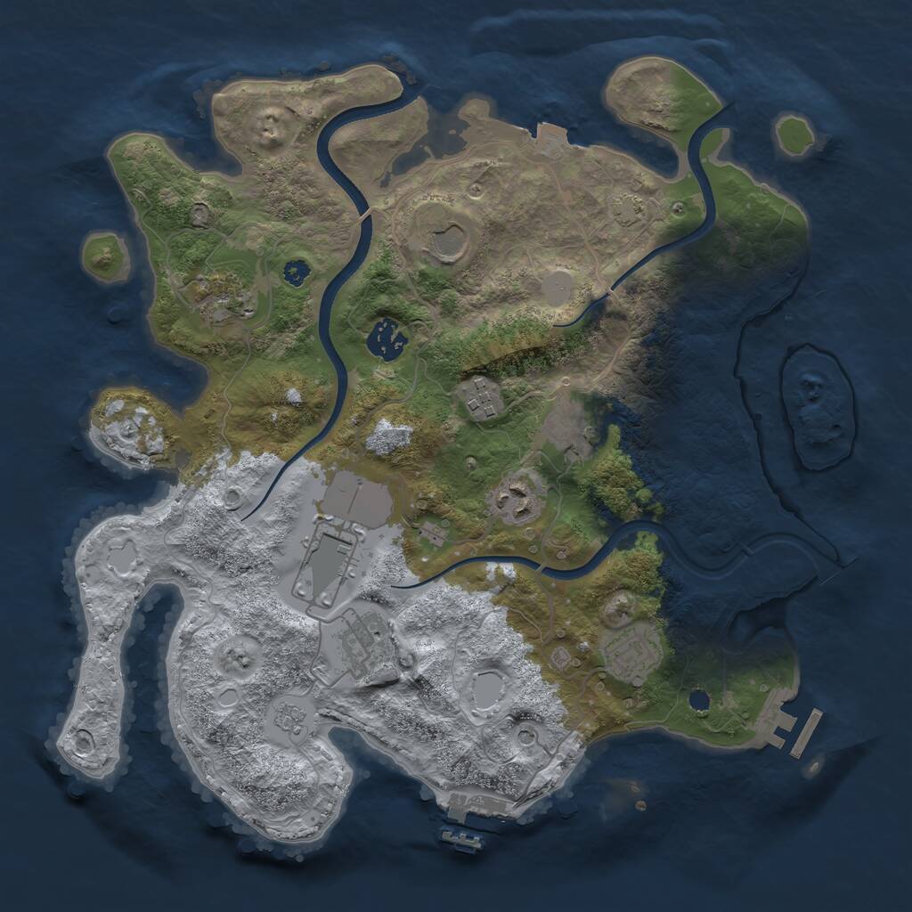 Rust Map: Procedural Map, Size: 3500, Seed: 253255774, 15 Monuments