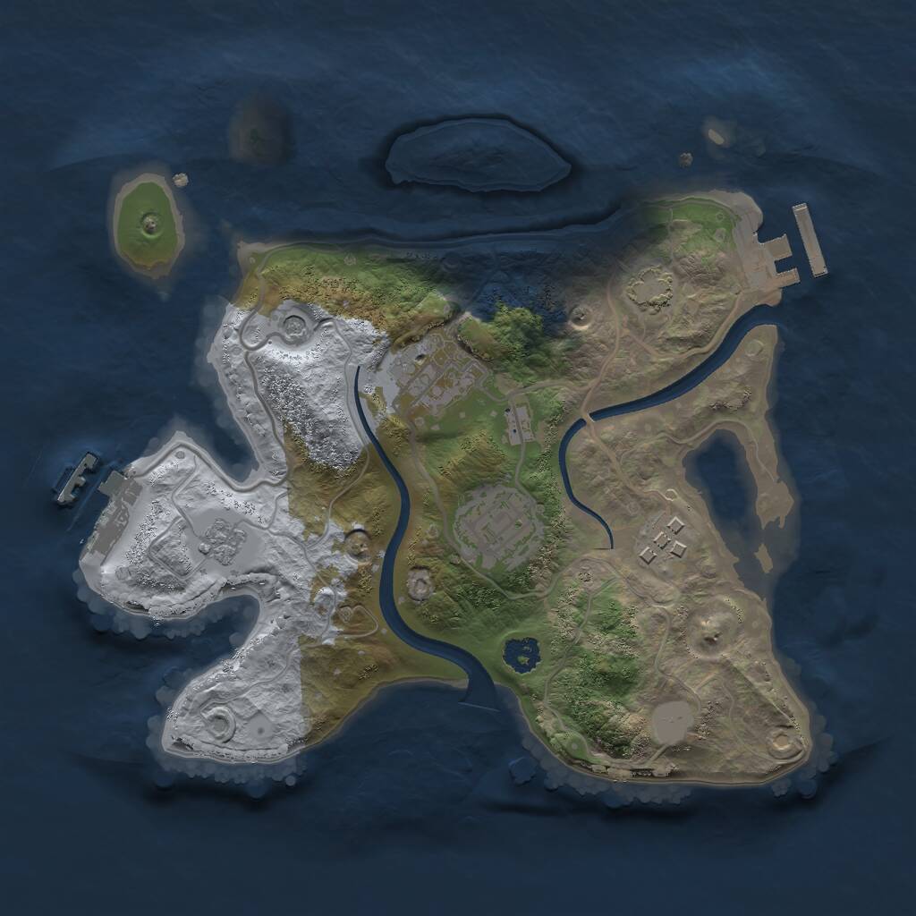 Rust Map: Procedural Map, Size: 2500, Seed: 90321144, 9 Monuments