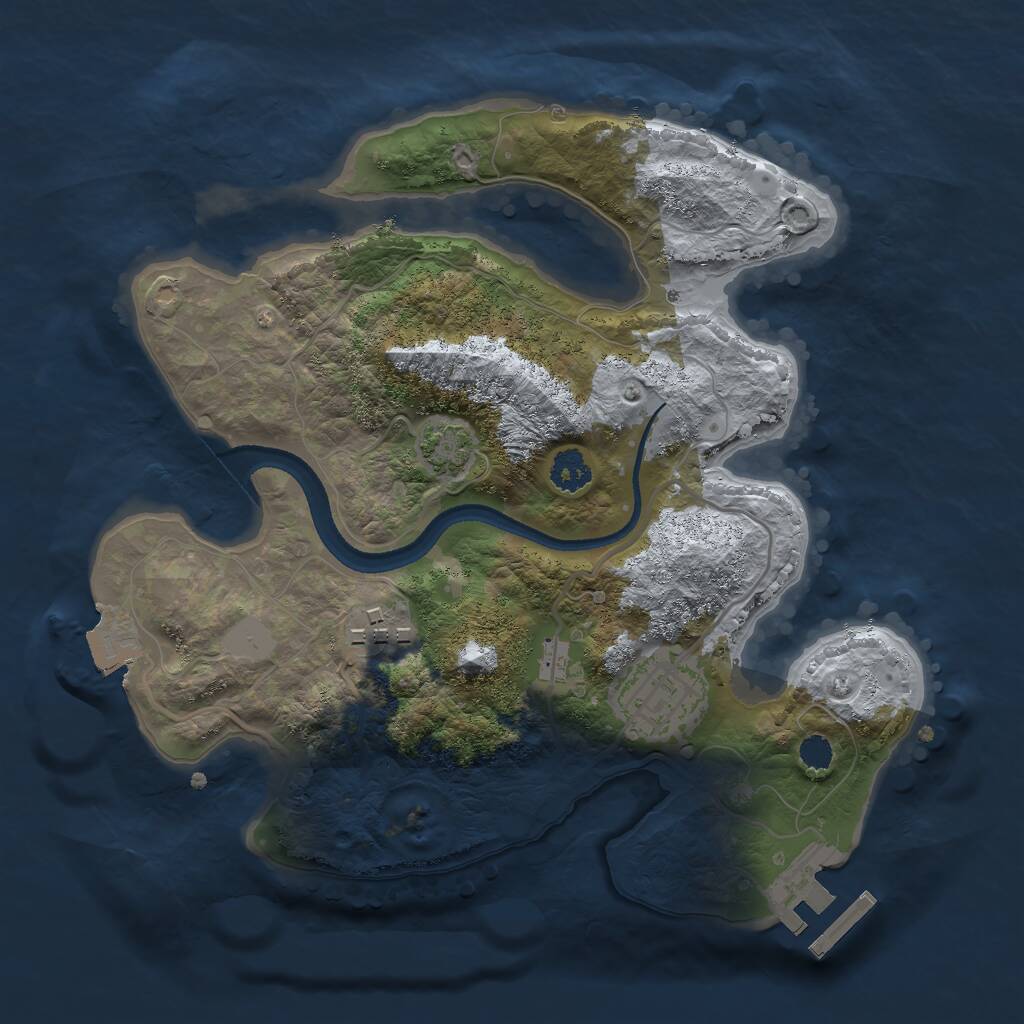 Rust Map: Procedural Map, Size: 2500, Seed: 1542444419, 5 Monuments