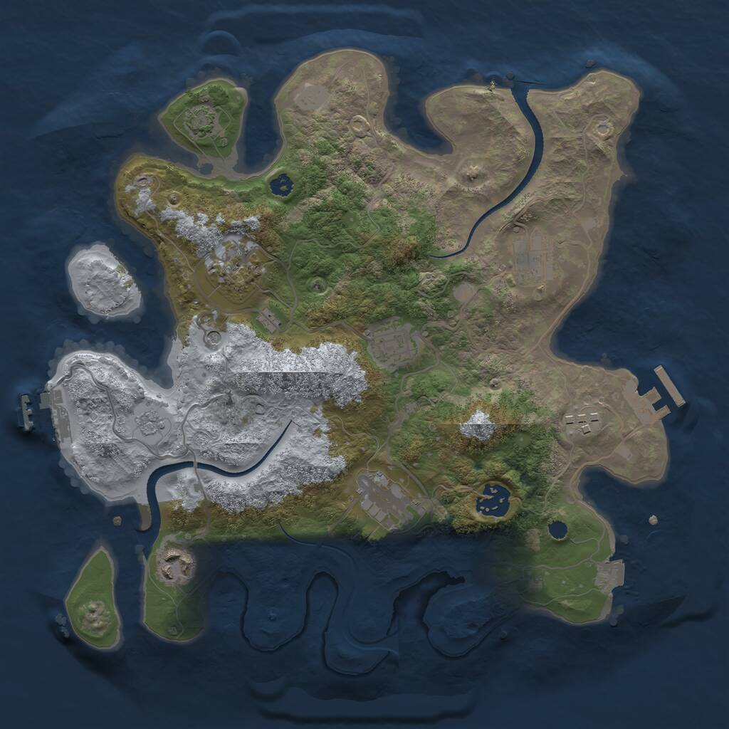 Rust Map: Procedural Map, Size: 3250, Seed: 1734516621, 13 Monuments
