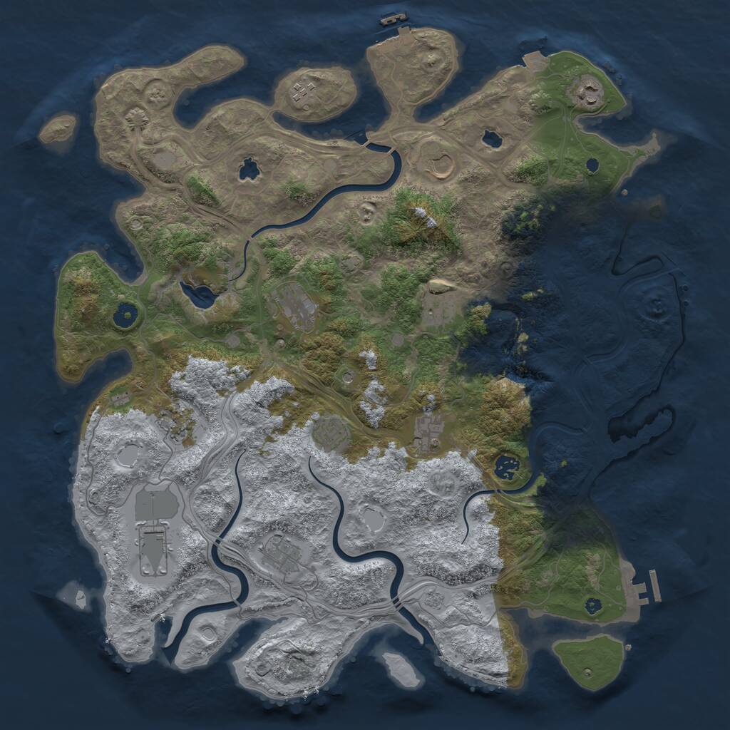 Rust Map: Procedural Map, Size: 4500, Seed: 154361405, 17 Monuments