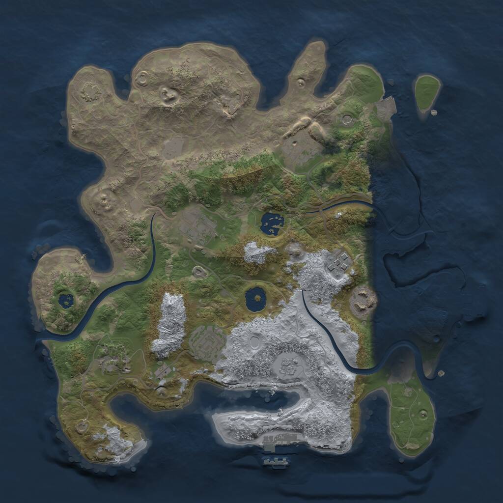 Rust Map: Procedural Map, Size: 3250, Seed: 48844623, 13 Monuments