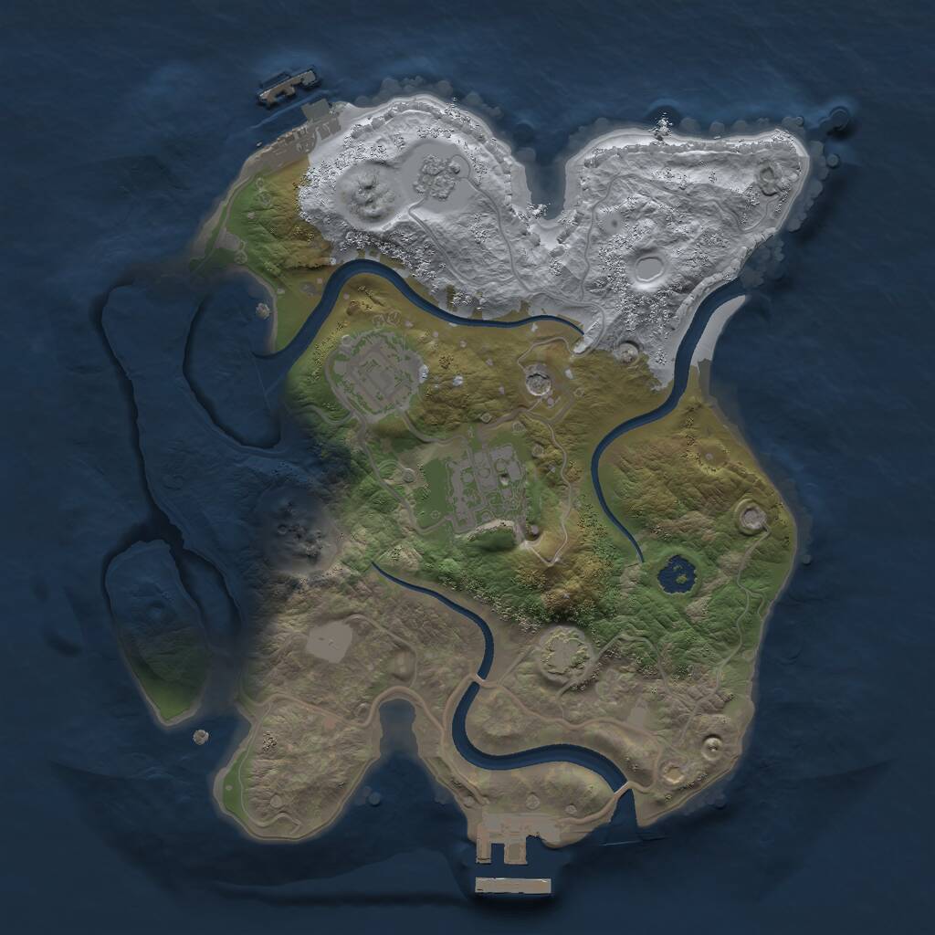 Rust Map: Procedural Map, Size: 2500, Seed: 142929, 8 Monuments