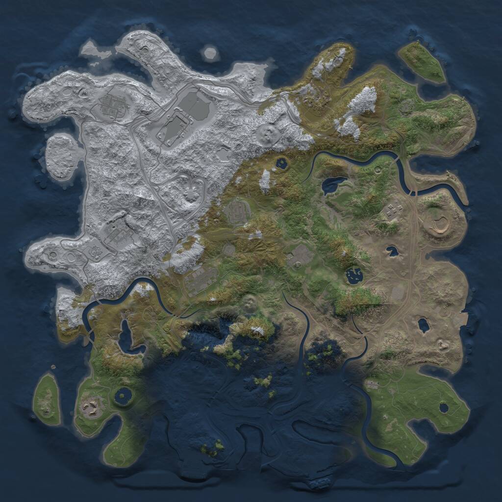 Rust Map: Procedural Map, Size: 4500, Seed: 127313999, 17 Monuments