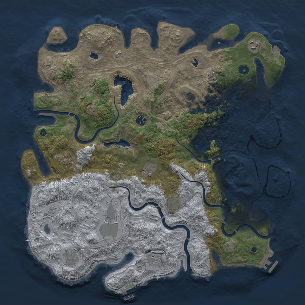 Rust Map: Procedural Map, Size: 4500, Seed: 332662383, 16 Monuments